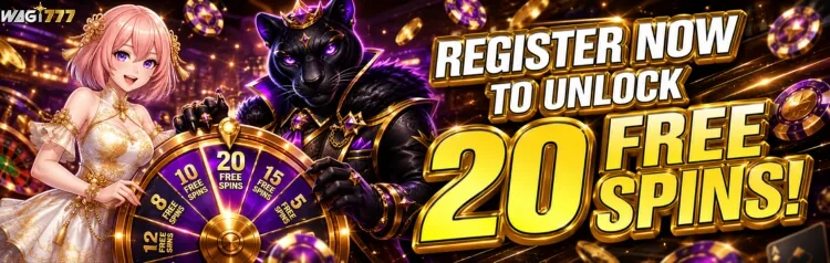 Register Now to Unlock 20 Free Spins promotion banner