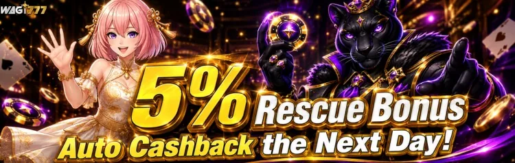 5% Rescue Bonus: Auto Cashback the Next Day promotion banner